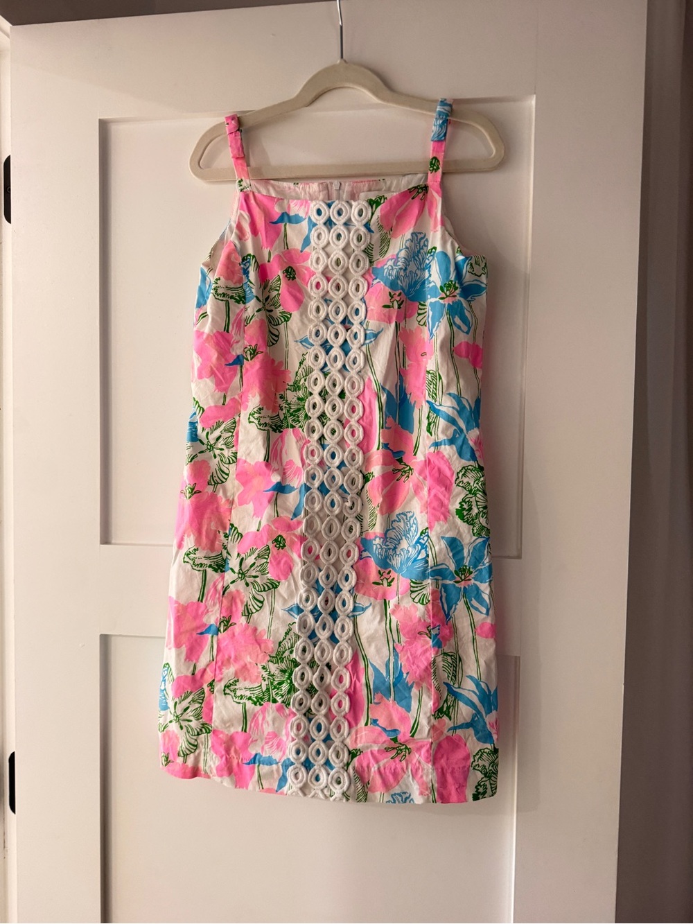 Lilly Pulitzer girls shift Floral Sundress with Eyelet Trim - Pink & Blue